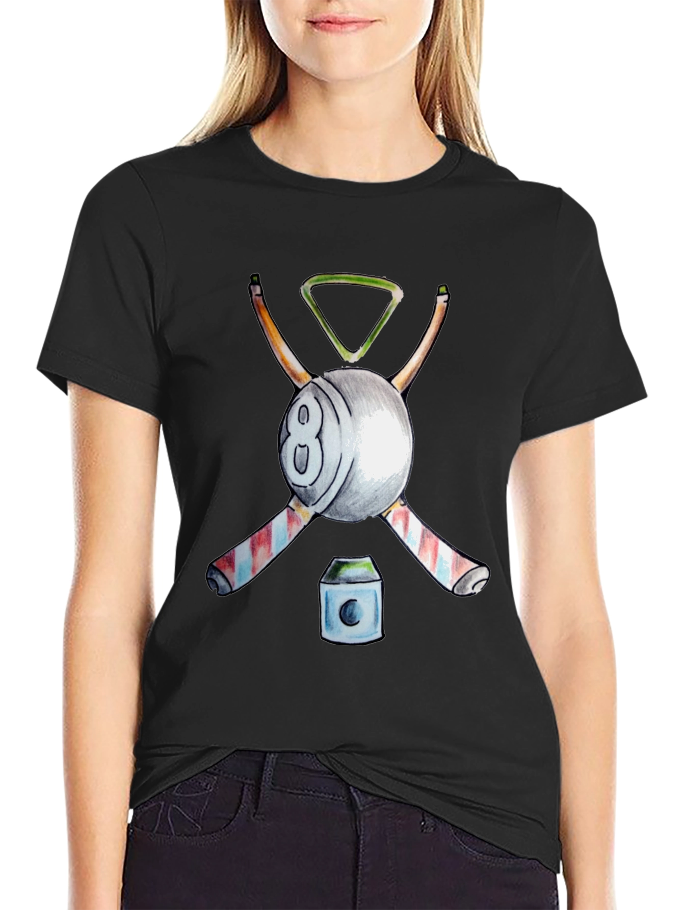 Billiards T-Shirt - 8 Ball Cue Rack Design