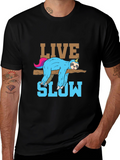 Live Slow Sloth T-Shirt - Relaxed Unisex Tee
