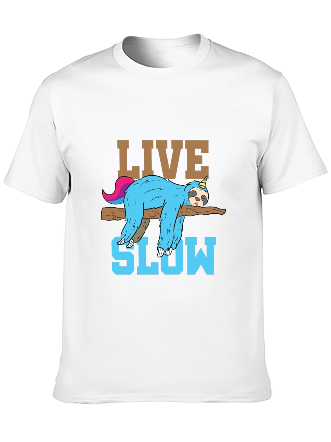 Live Slow Sloth T-Shirt - Relaxed Unisex Tee