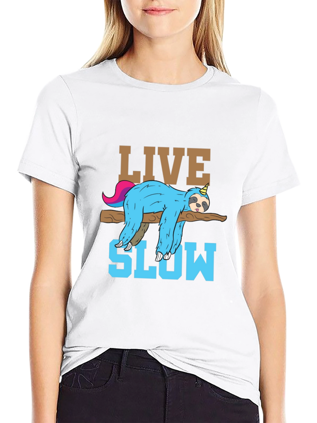 Live Slow Sloth T-Shirt - Relaxed Unisex Tee