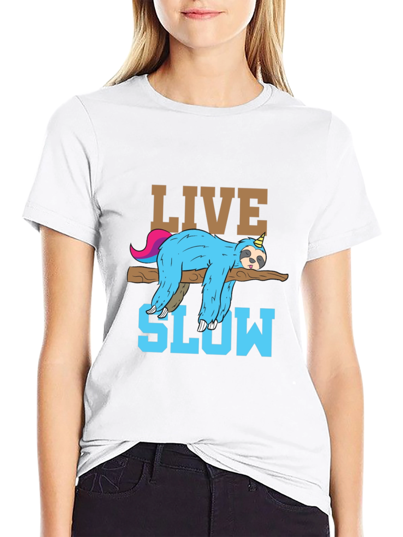 Live Slow Sloth T-Shirt - Relaxed Unisex Tee