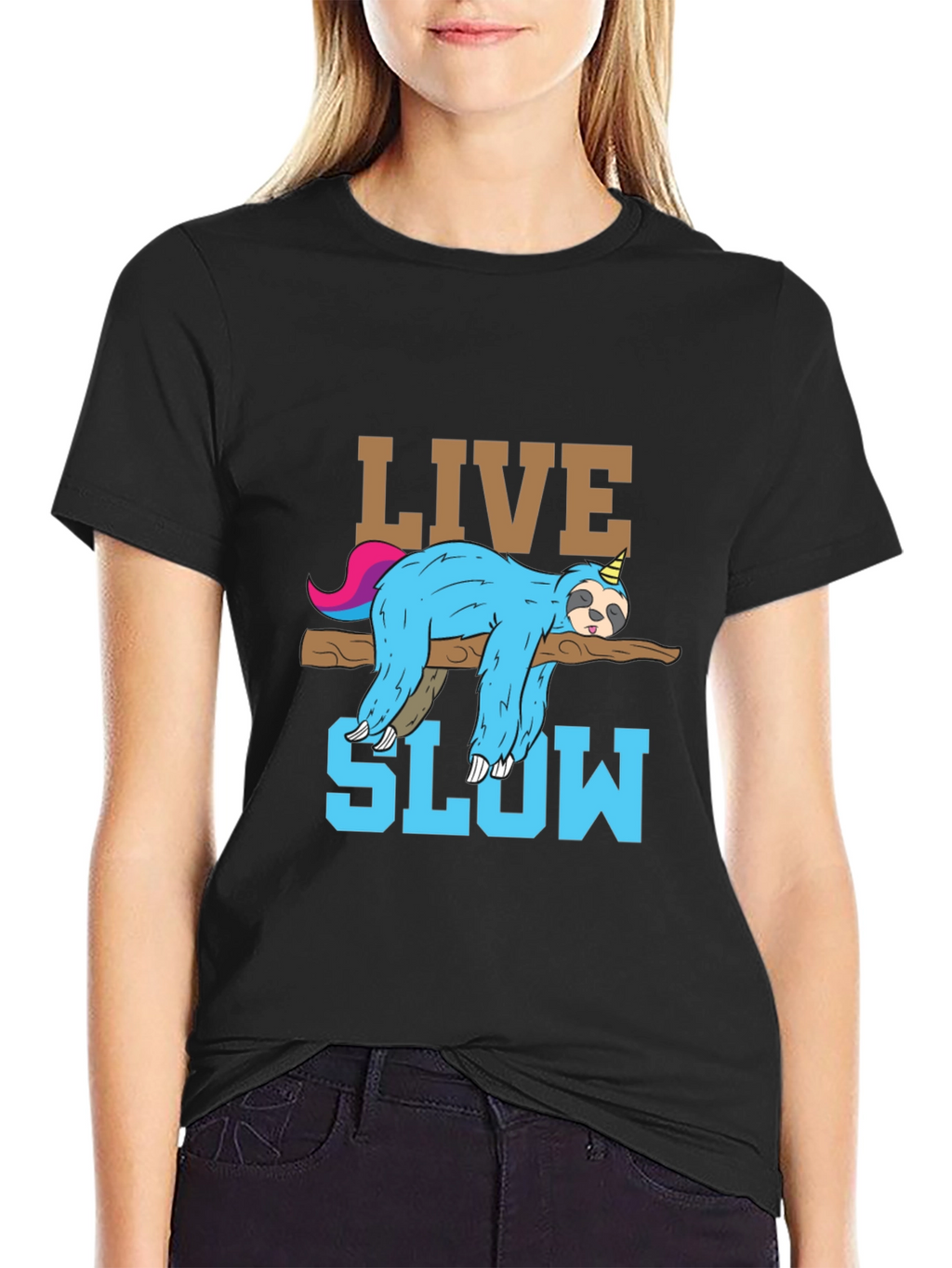 Live Slow Sloth T-Shirt - Relaxed Unisex Tee
