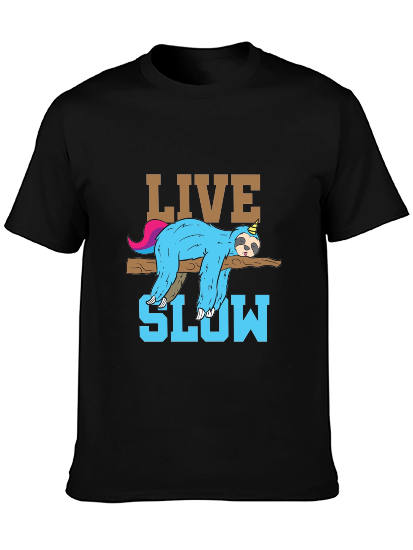 Live Slow Sloth T-Shirt - Relaxed Unisex Tee