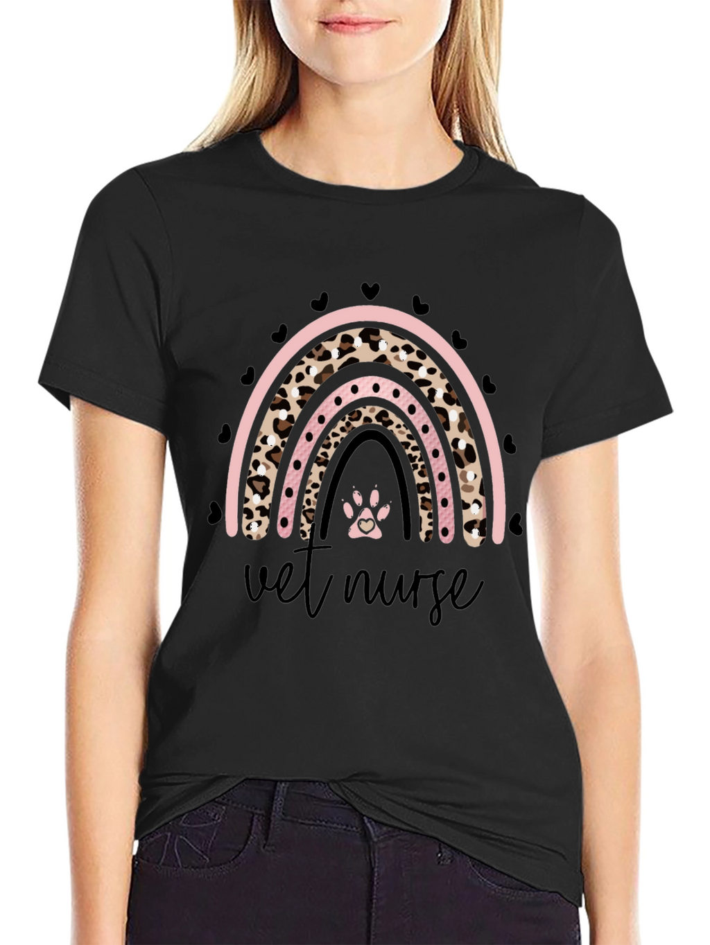 Vet Nurse Leopard Rainbow T-Shirt