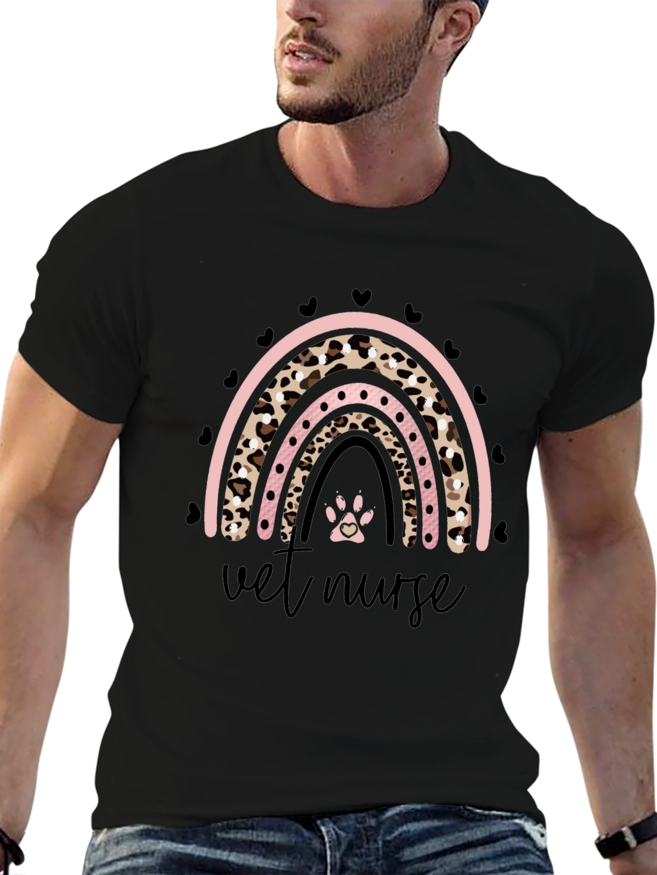 Vet Nurse Leopard Rainbow T-Shirt