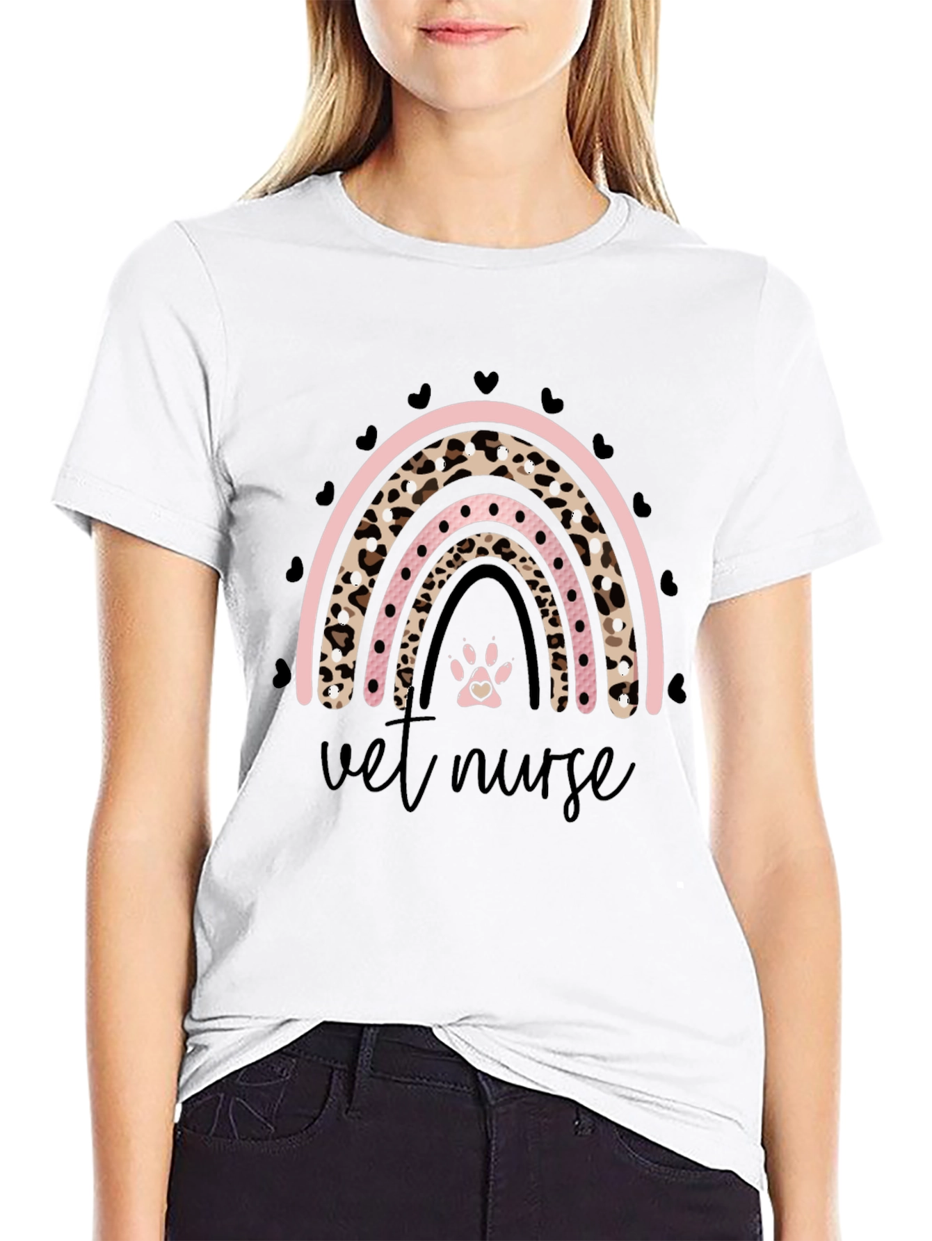 Vet Nurse Leopard Rainbow T-Shirt
