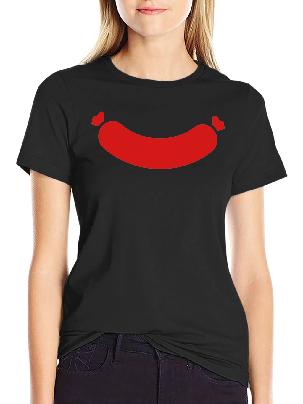 Funny Sausage Graphic Tee - Casual Black T-Shirt