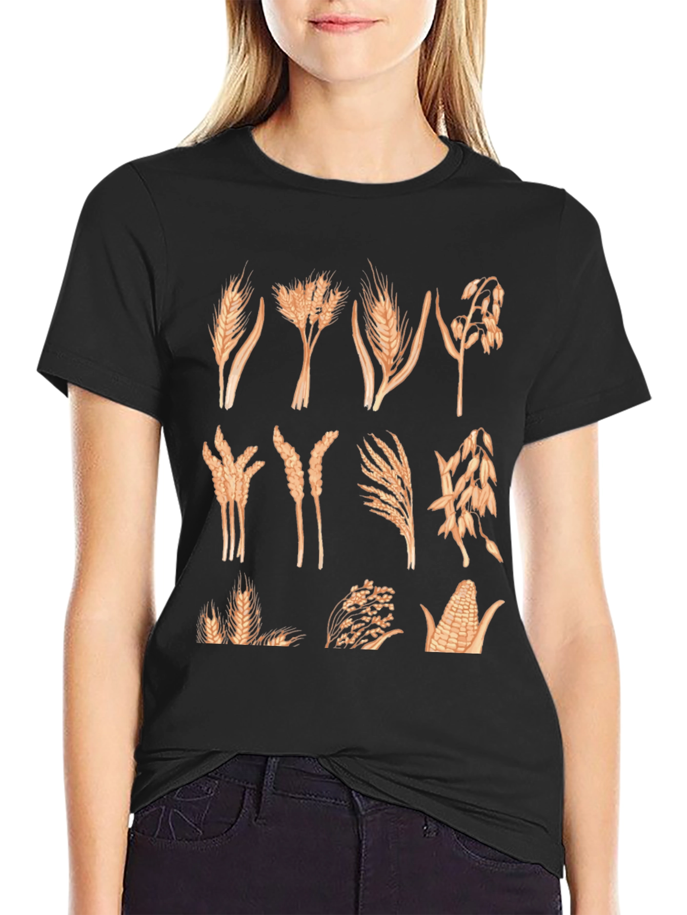 Wheat & Grain Graphic Tee - Unisex Black T-Shirt