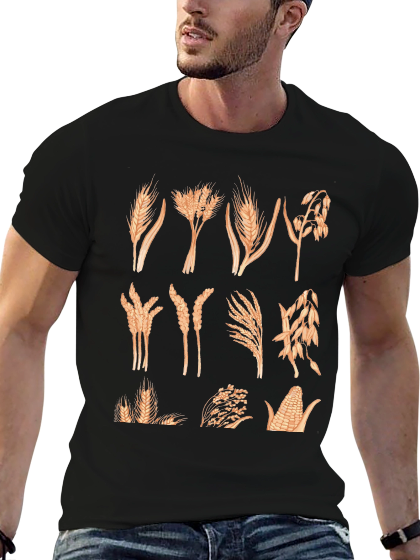 Wheat & Grain Graphic Tee - Unisex Black T-Shirt