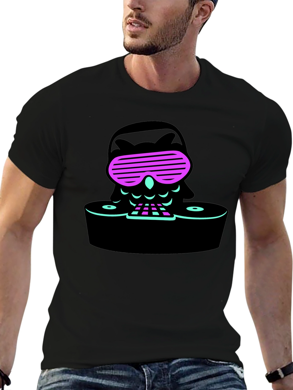 Cool Owl DJ Black T-Shirt