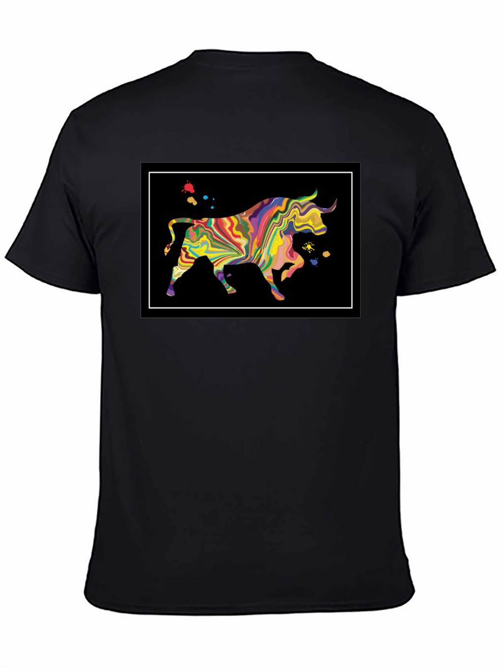 Abstract Bull Graphic Black T-Shirt