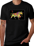 Abstract Bull Graphic Black T-Shirt