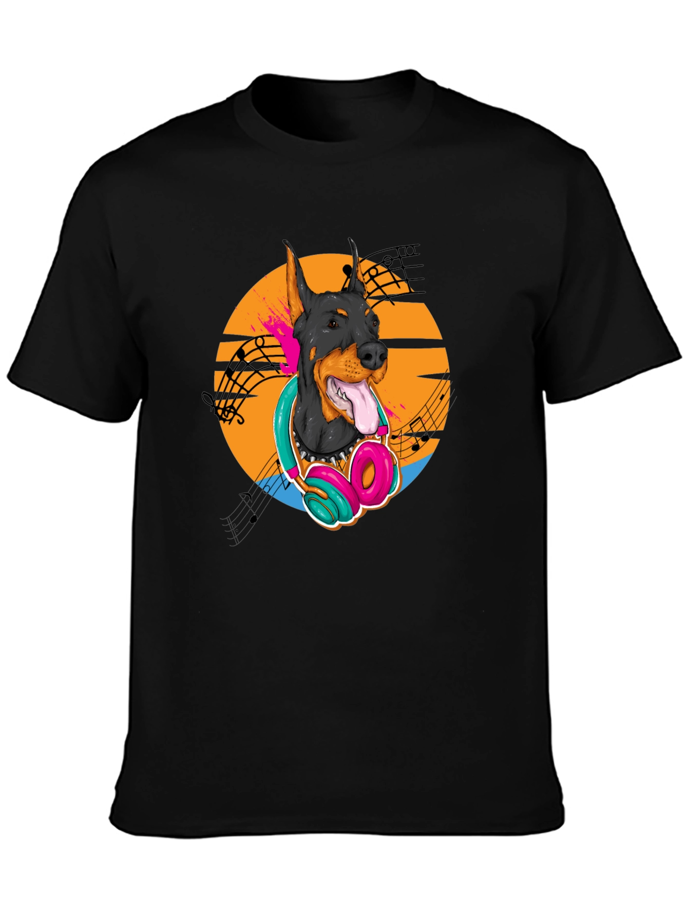 Doberman DJ Tee - Cool Dog with Headphones T-Shirt