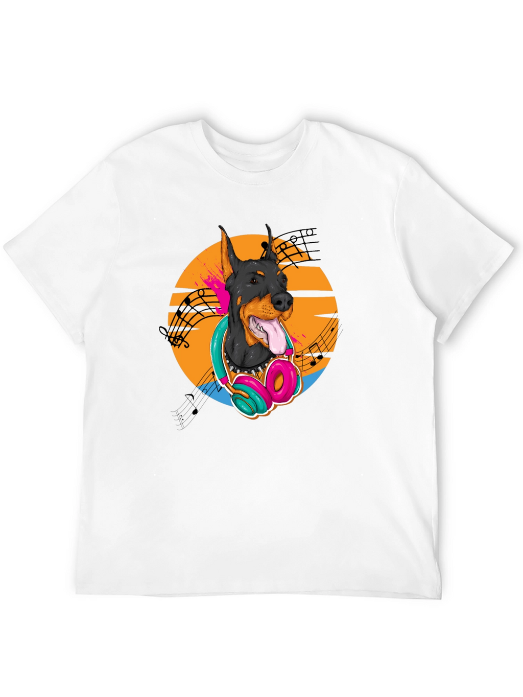 Doberman DJ Tee - Cool Dog with Headphones T-Shirt