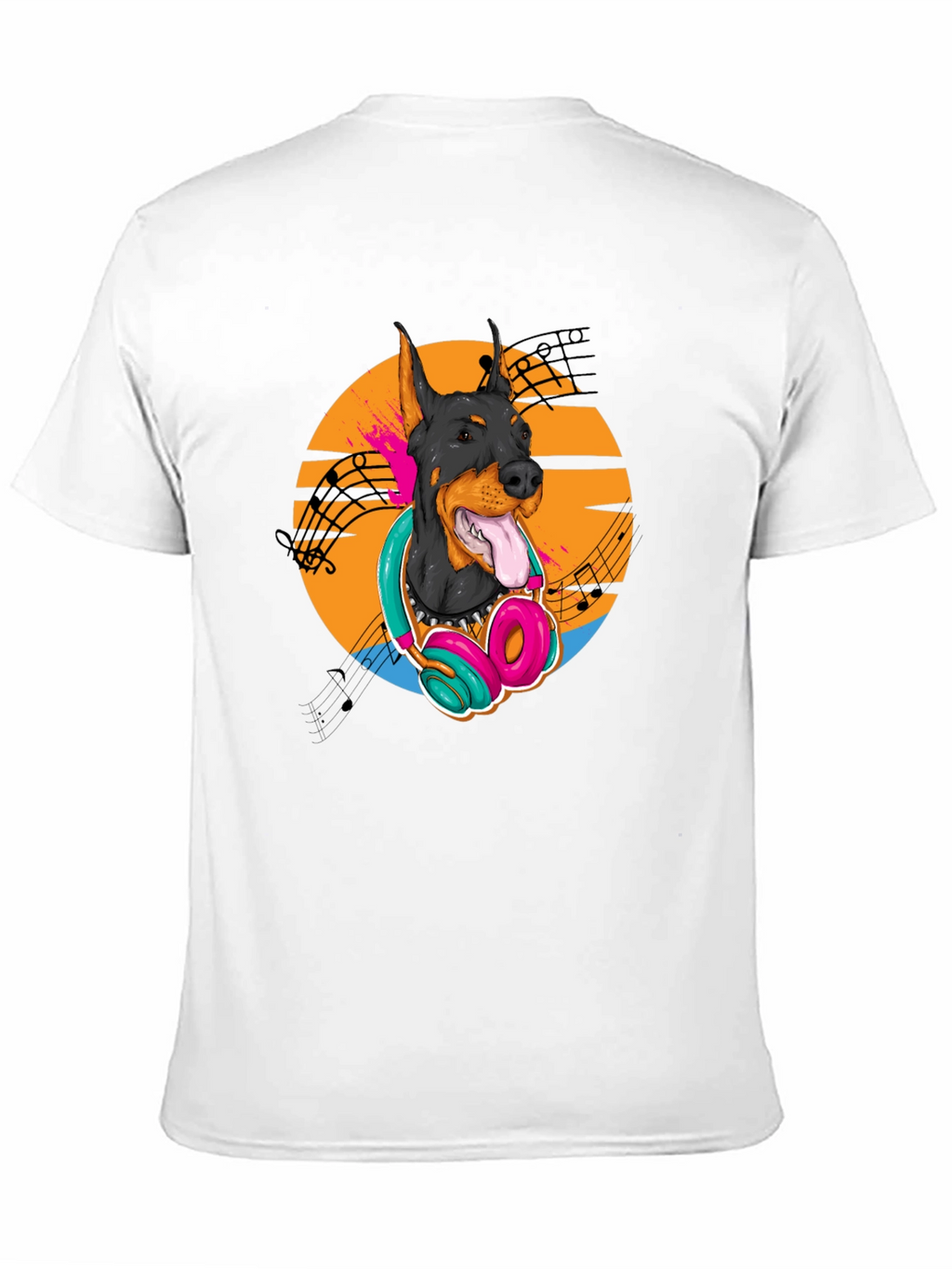 Doberman DJ Tee - Cool Dog with Headphones T-Shirt
