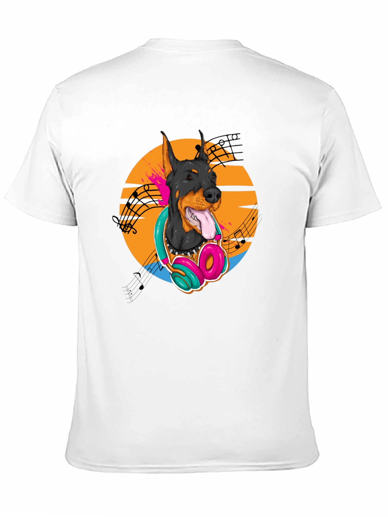 Doberman DJ Tee - Cool Dog with Headphones T-Shirt