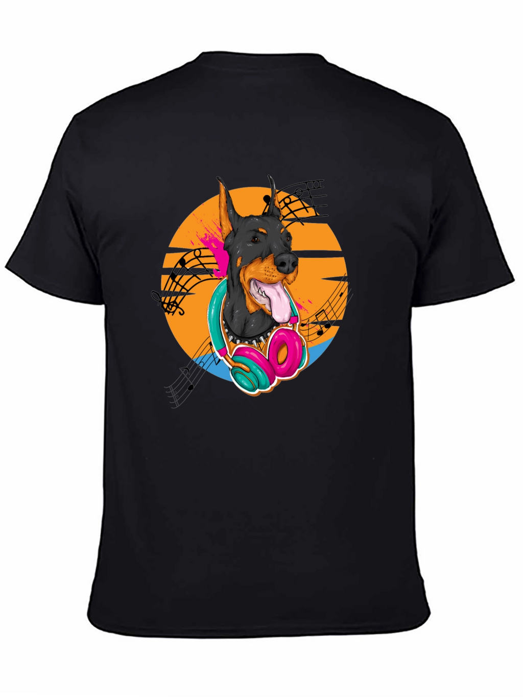Doberman DJ Tee - Cool Dog with Headphones T-Shirt