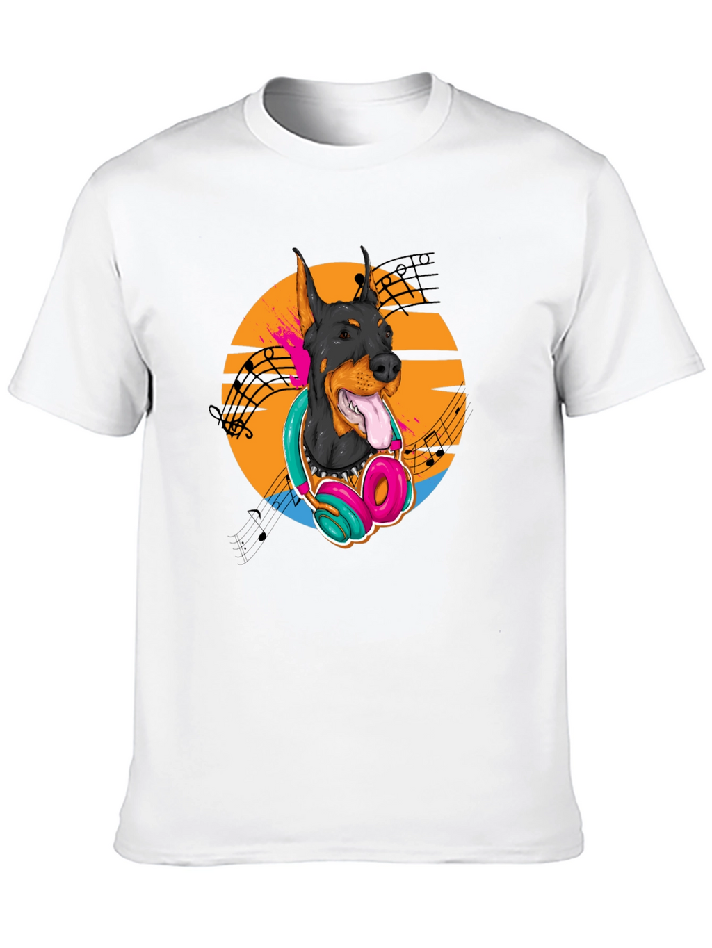 Doberman DJ Tee - Cool Dog with Headphones T-Shirt