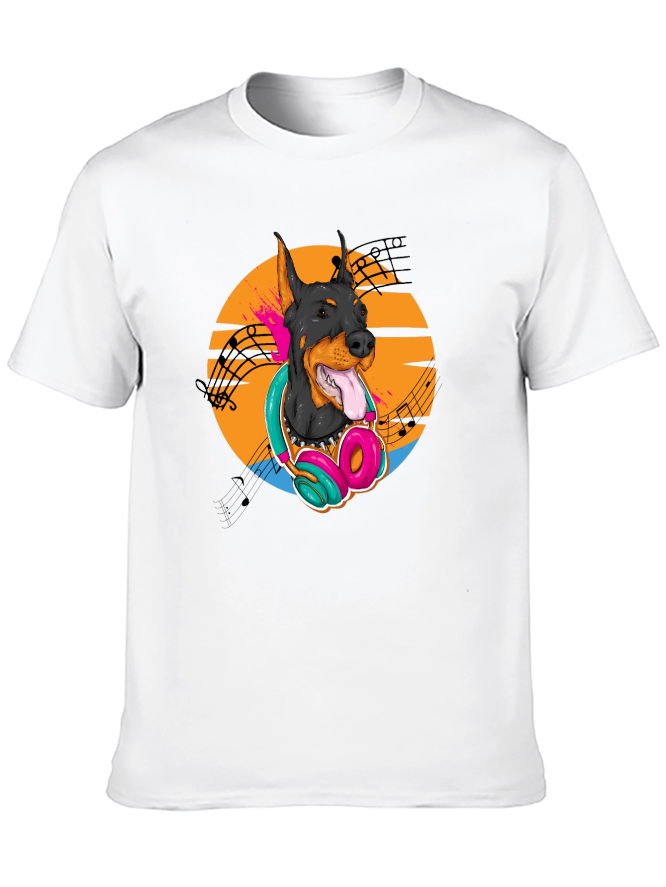 Doberman DJ Tee - Cool Dog with Headphones T-Shirt