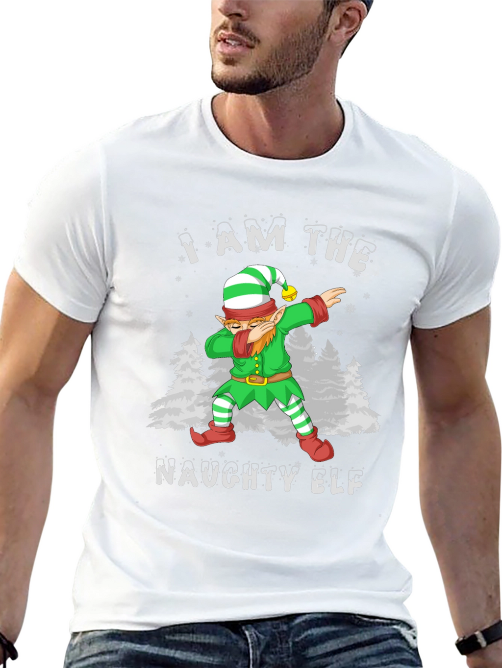 Naughty Elf Dabbing Christmas T-Shirt