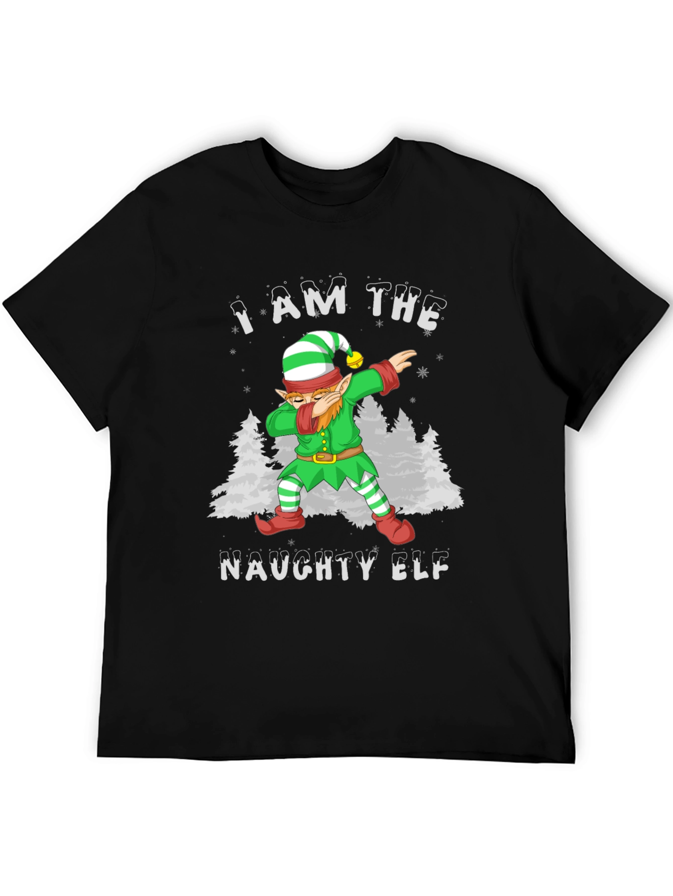 Naughty Elf Dabbing Christmas T-Shirt