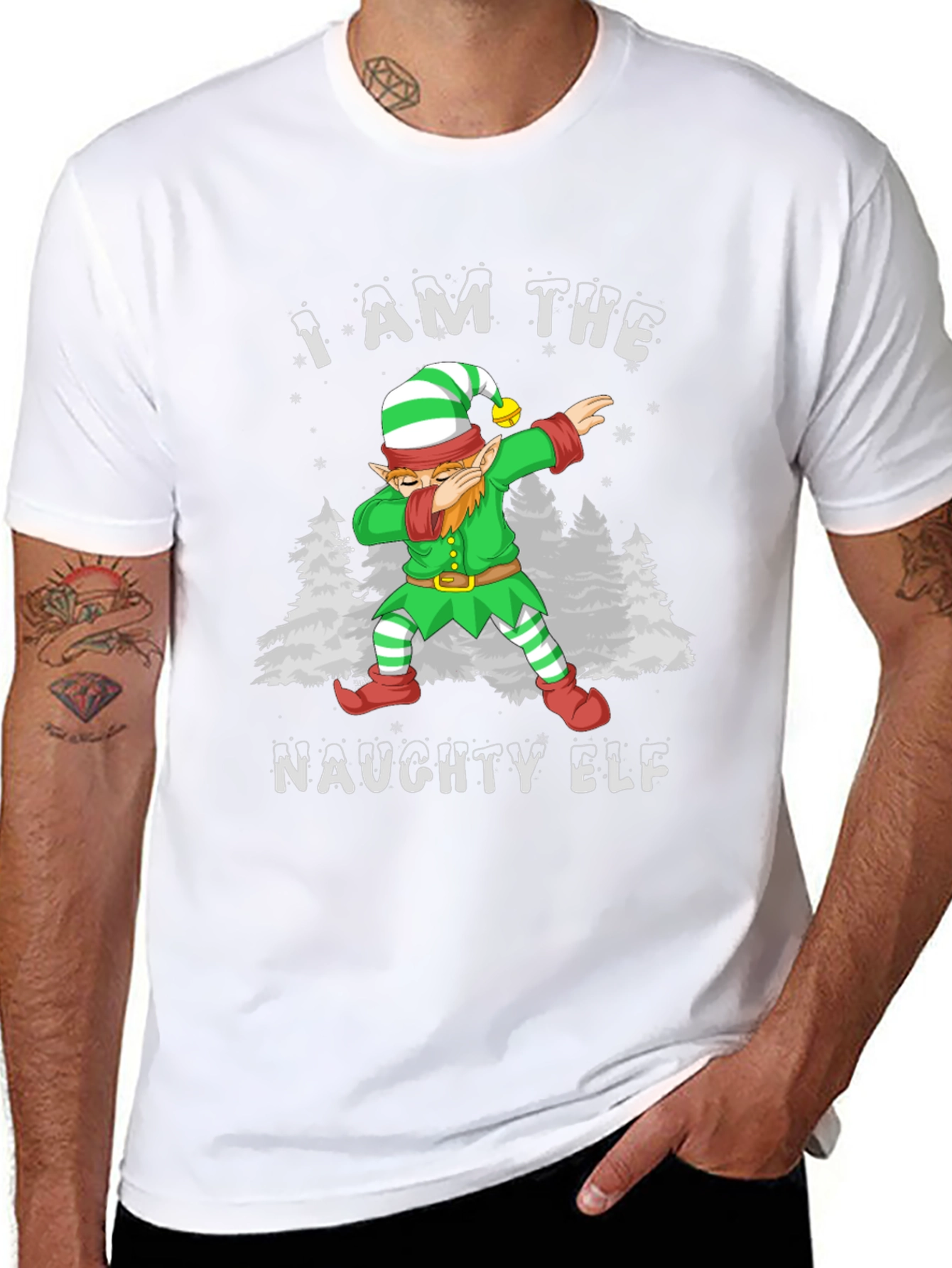Naughty Elf Dabbing Christmas T-Shirt