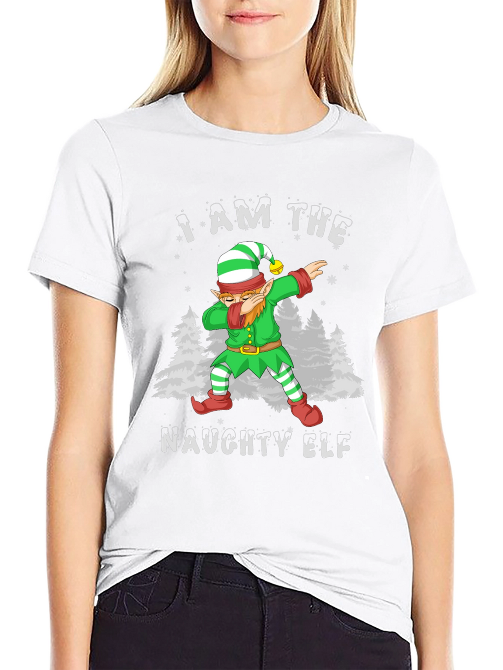 Naughty Elf Dabbing Christmas T-Shirt