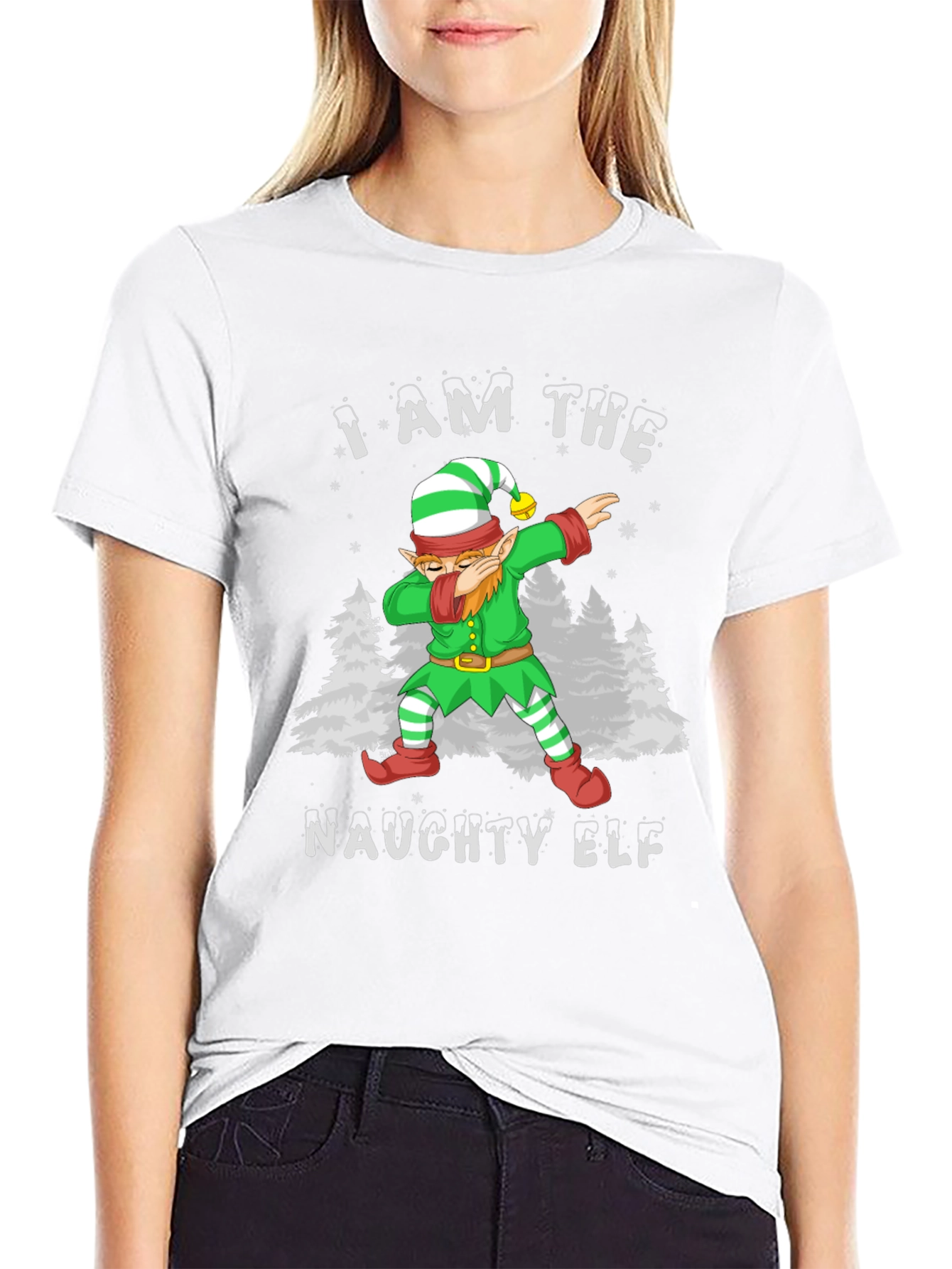 Naughty Elf Dabbing Christmas T-Shirt
