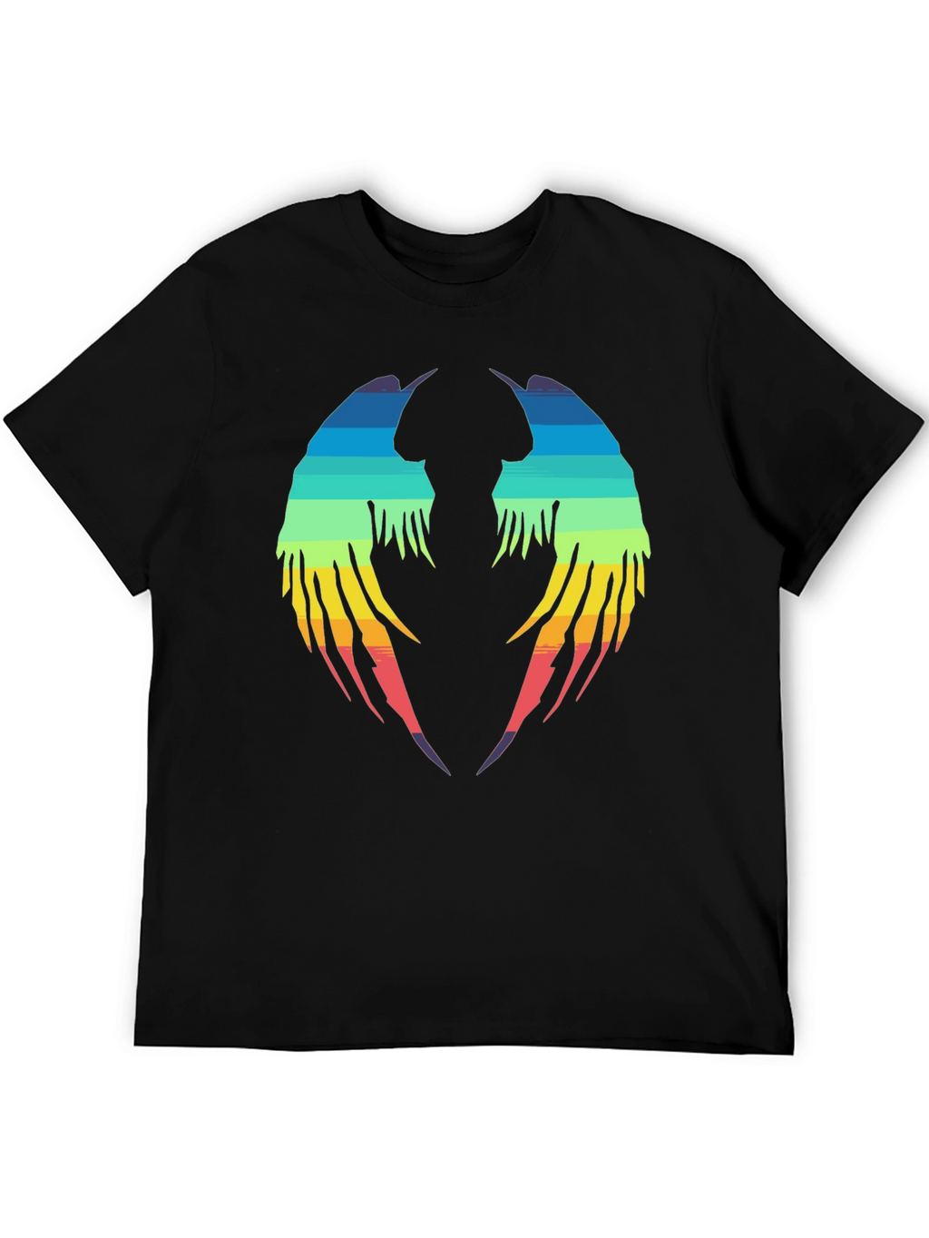 Rainbow Wings Graphic Black T-Shirt