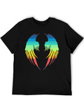 Rainbow Wings Graphic Black T-Shirt