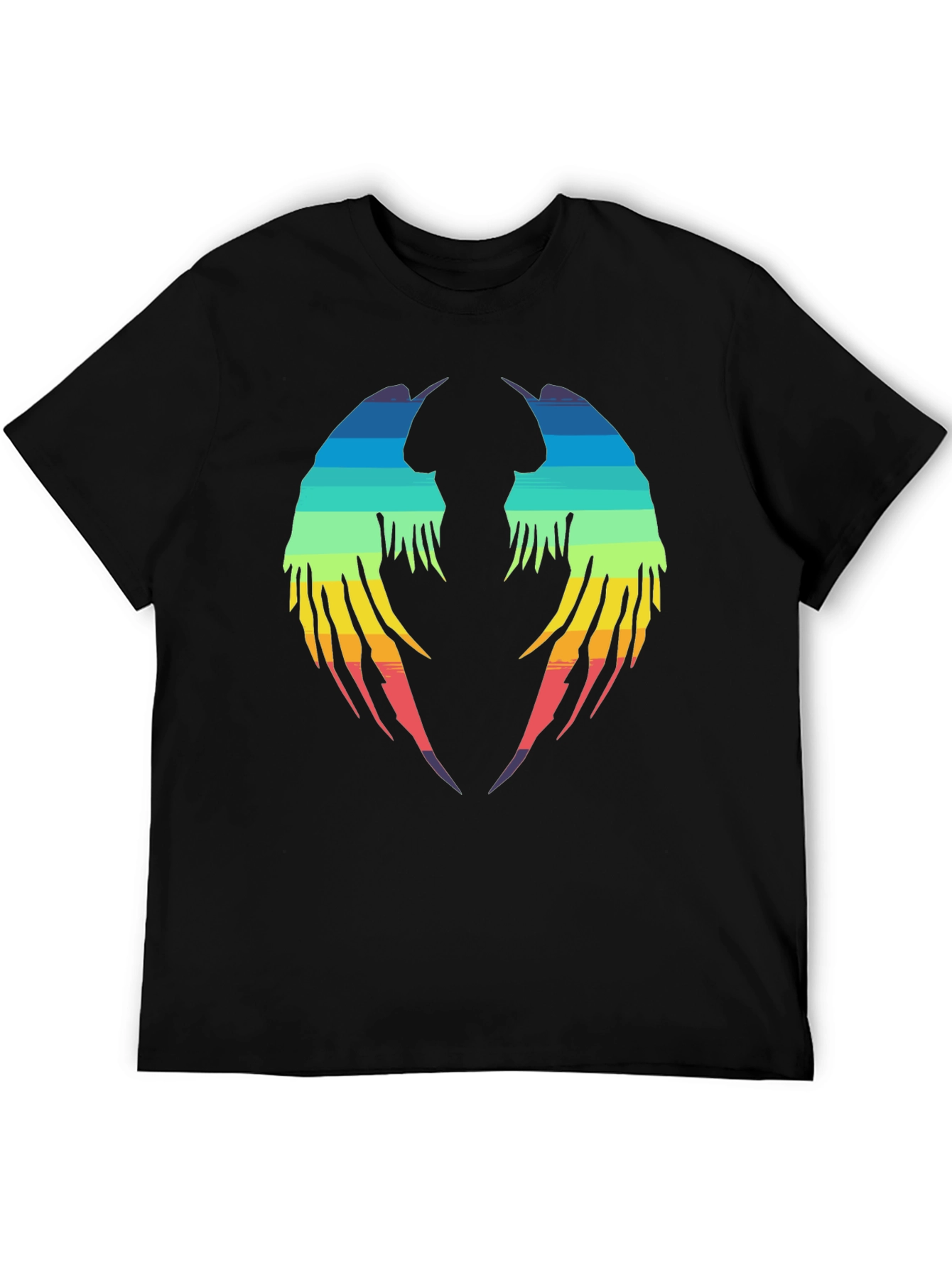 Rainbow Wings Graphic Black T-Shirt