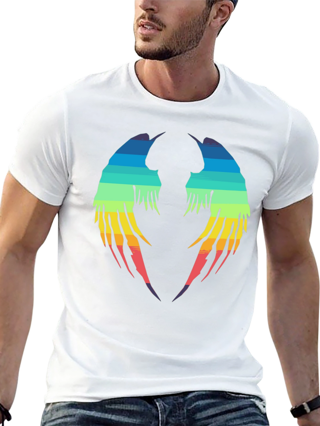 Rainbow Wings Graphic Black T-Shirt