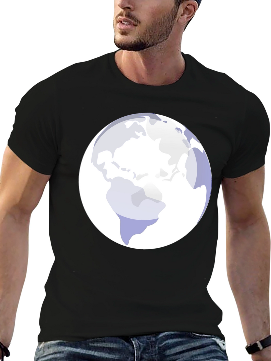 Earth Graphic Tee - Modern Black Cotton Blend Shirt