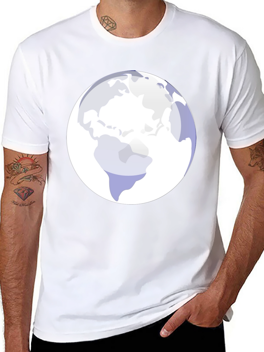 Earth Graphic Tee - Modern Black Cotton Blend Shirt