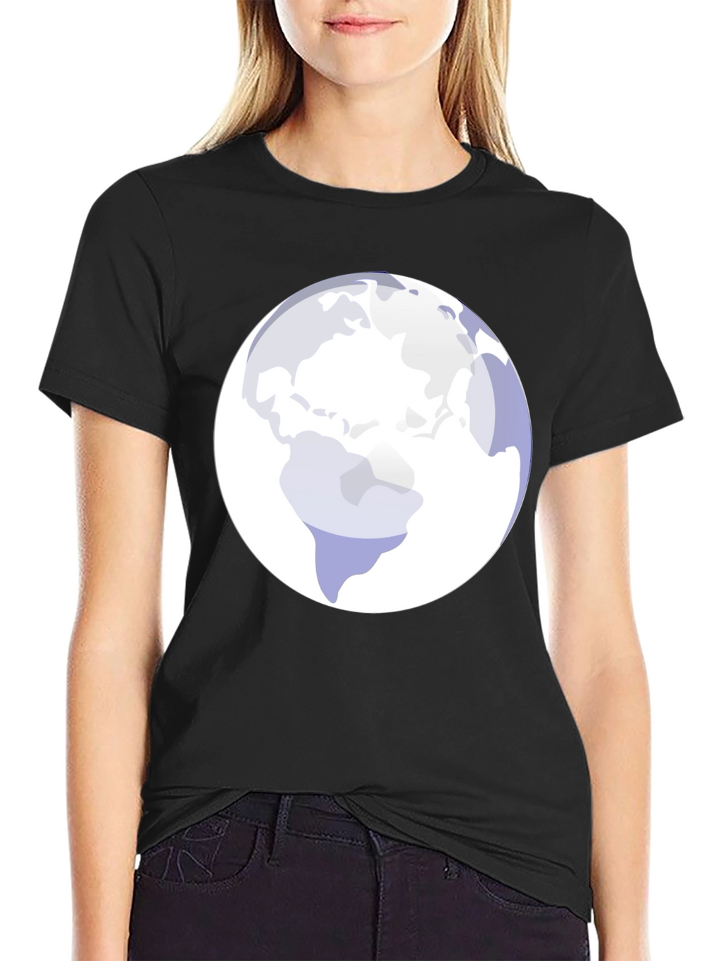 Earth Graphic Tee - Modern Black Cotton Blend Shirt