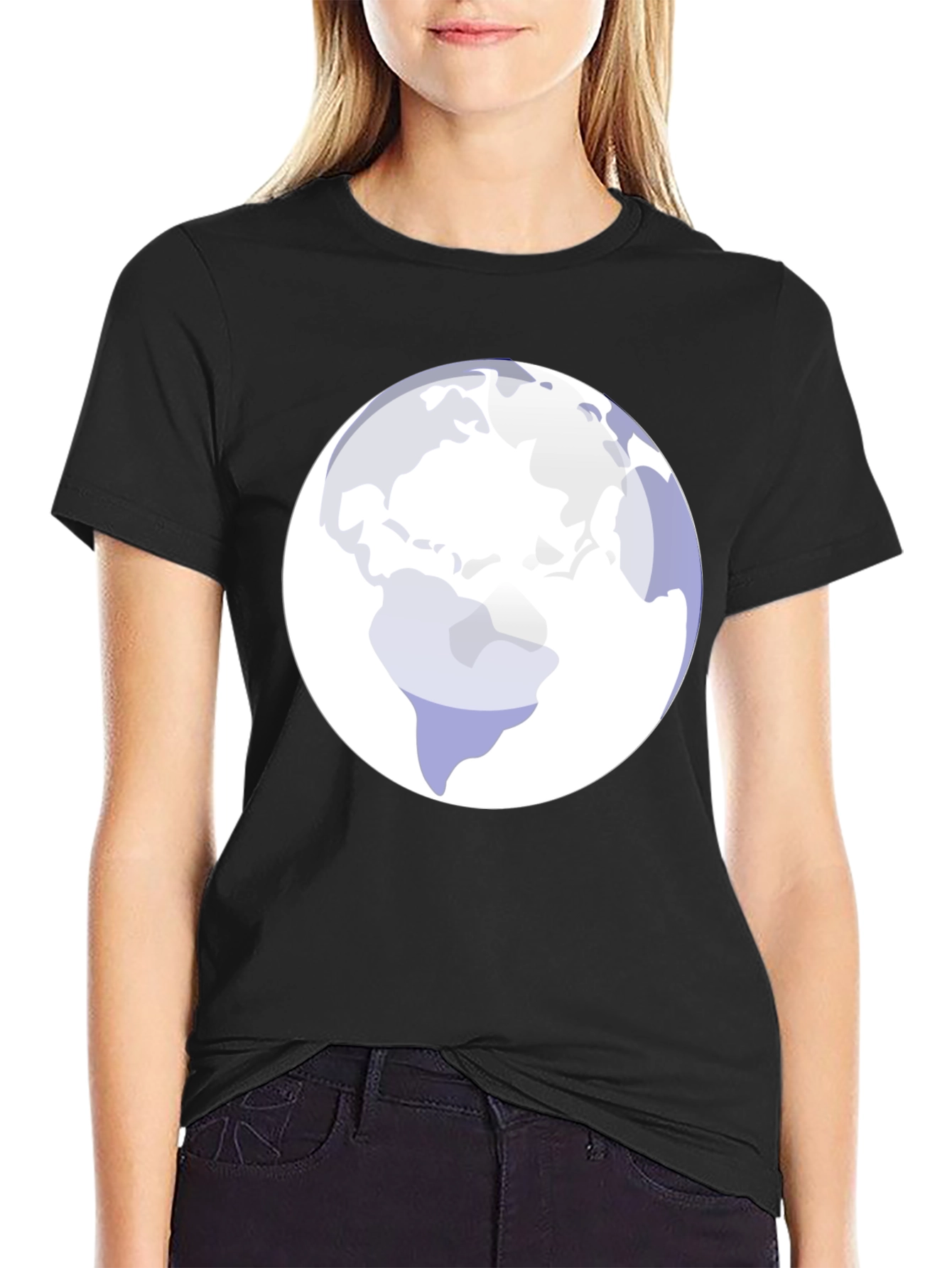 Earth Graphic Tee - Modern Black Cotton Blend Shirt