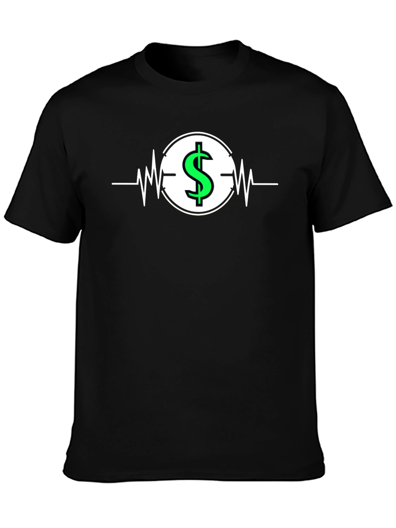 Dollar Sign Heartbeat Graphic T-Shirt - Black