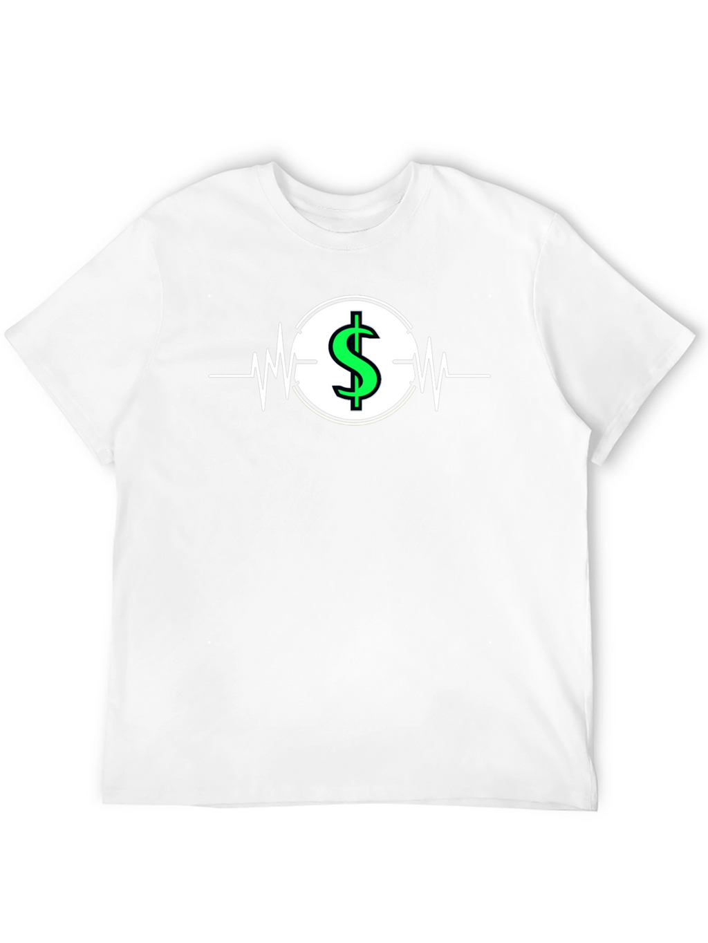 Dollar Sign Heartbeat Graphic T-Shirt - Black