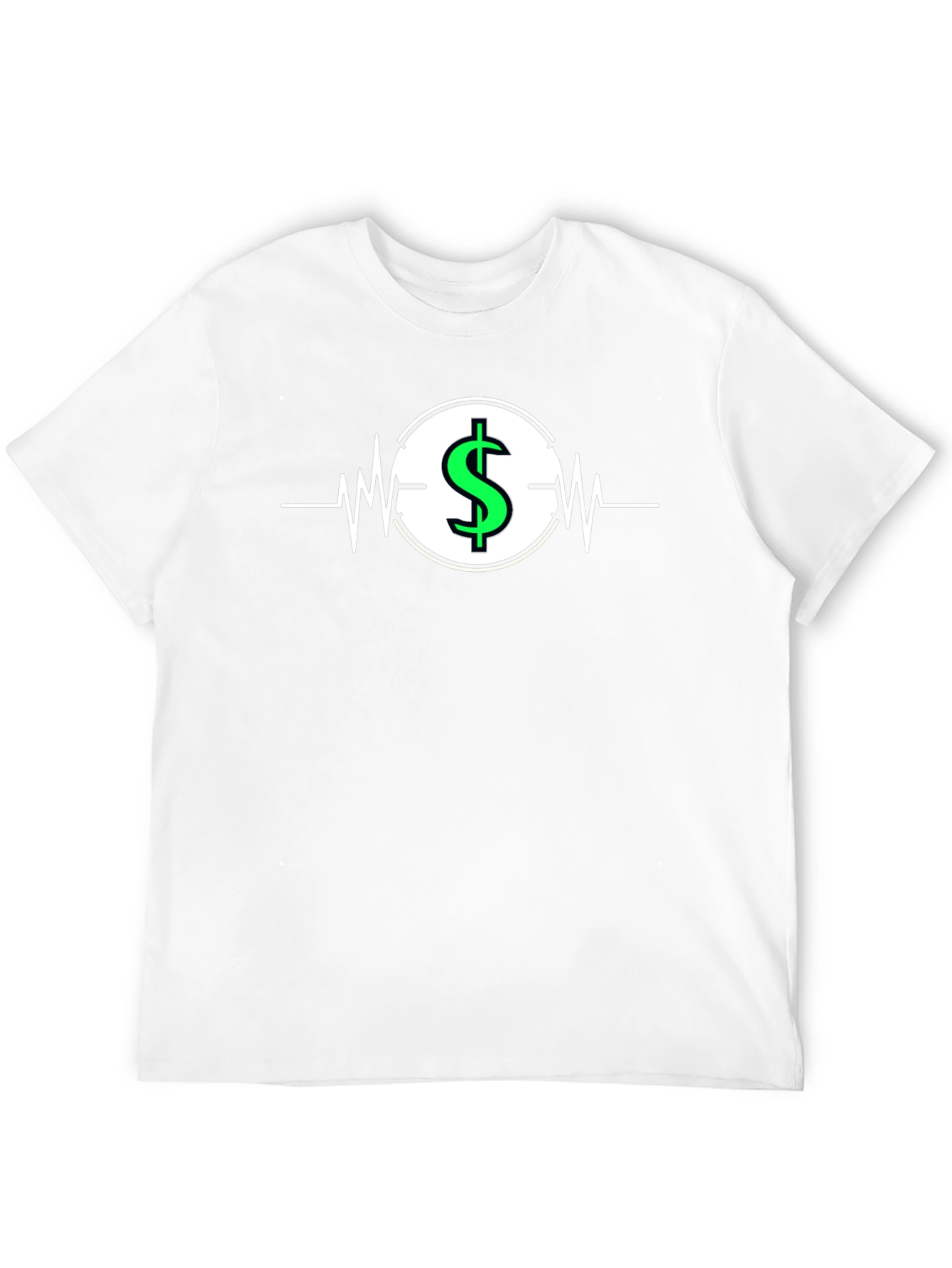 Dollar Sign Heartbeat Graphic T-Shirt - Black