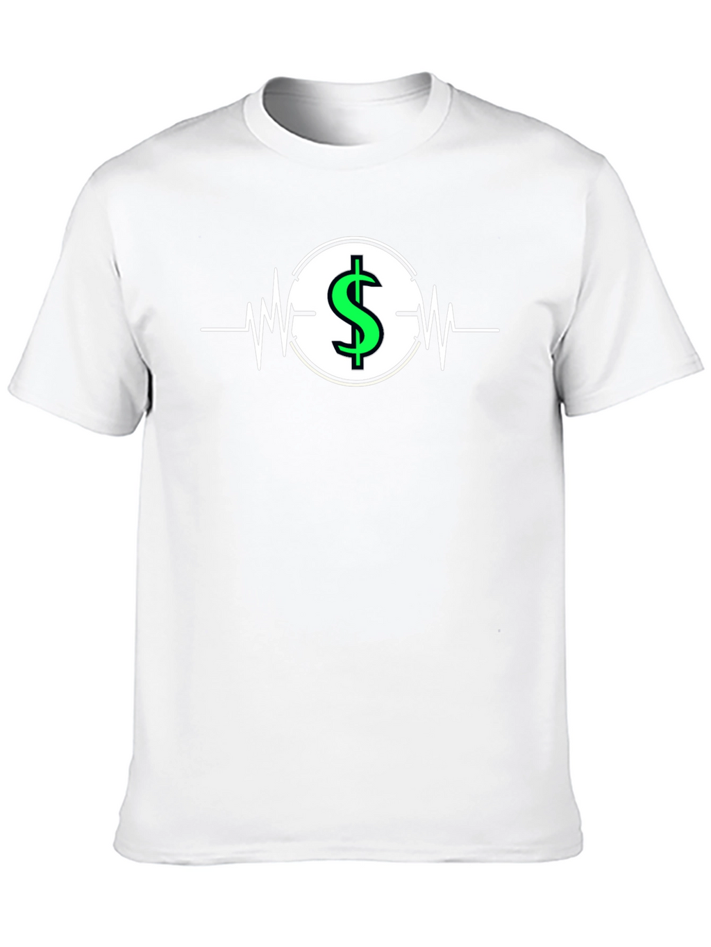 Dollar Sign Heartbeat Graphic T-Shirt - Black