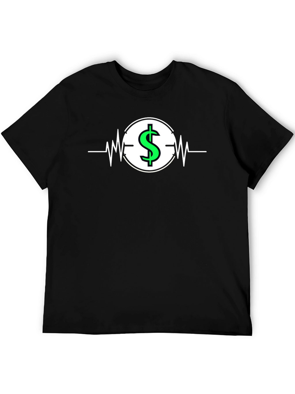 Dollar Sign Heartbeat Graphic T-Shirt - Black