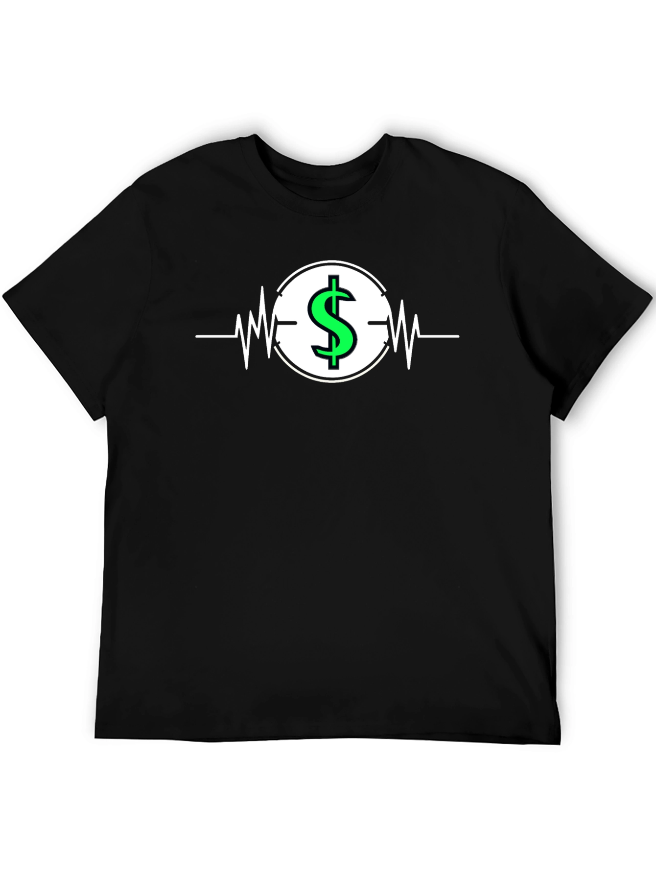 Dollar Sign Heartbeat Graphic T-Shirt - Black