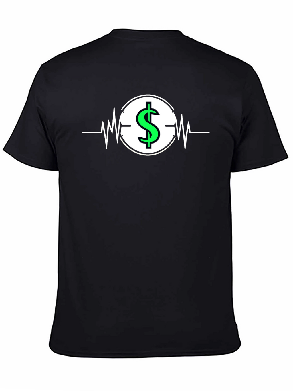 Dollar Sign Heartbeat Graphic T-Shirt - Black