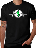 Dollar Sign Heartbeat Graphic T-Shirt - Black