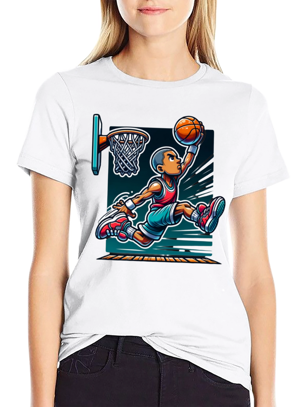 Cartoon Basketball Graphic Tee