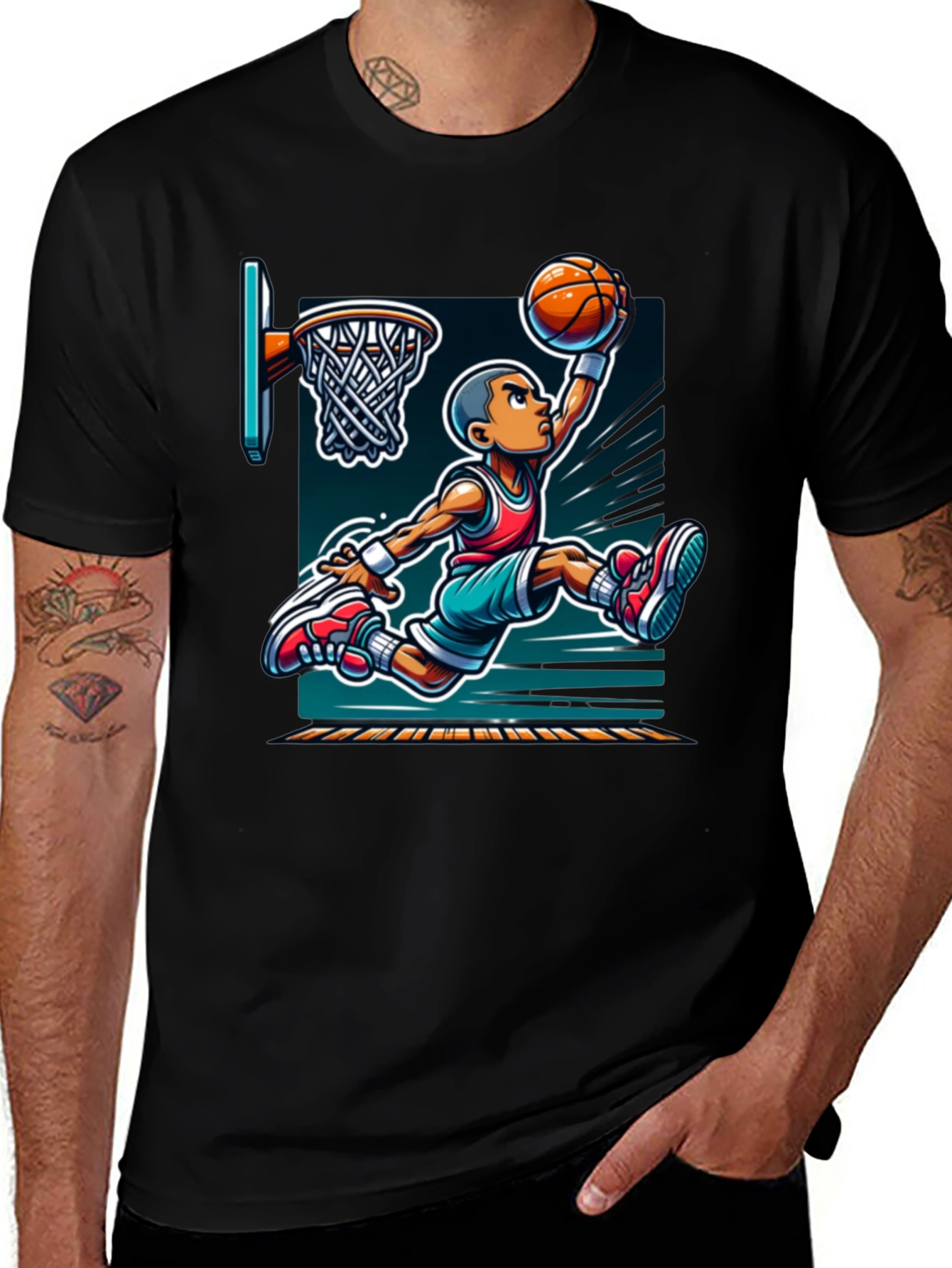 Cartoon Basketball Graphic Tee