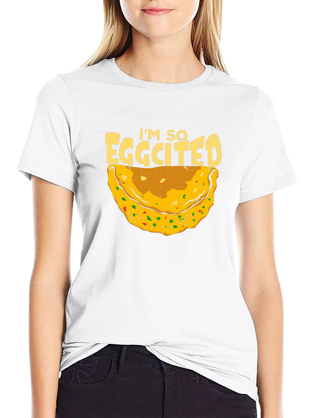 Eggcited Black T-Shirt - Funny Foodie Tee