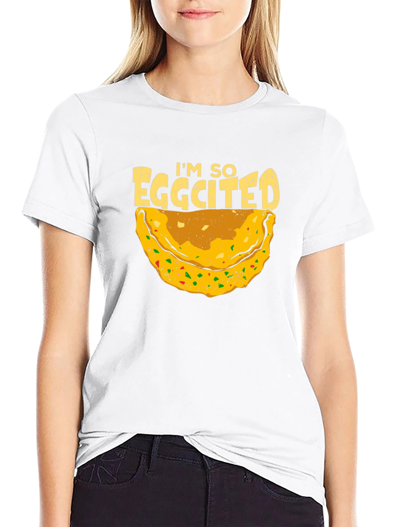 Eggcited Black T-Shirt - Funny Foodie Tee
