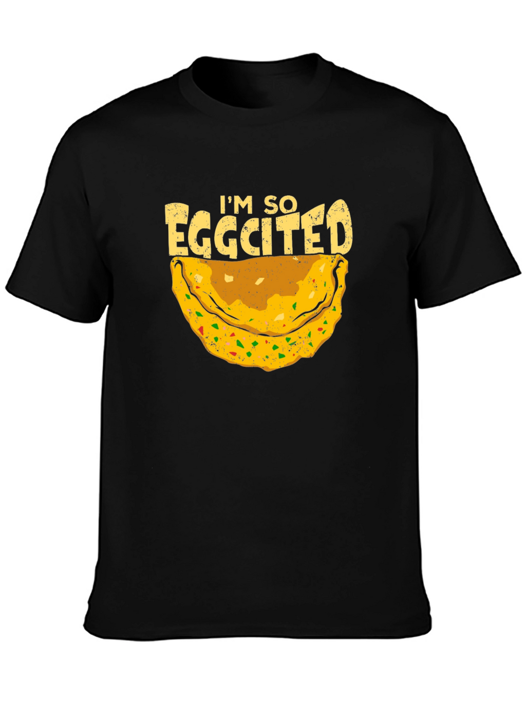 Eggcited Black T-Shirt - Funny Foodie Tee