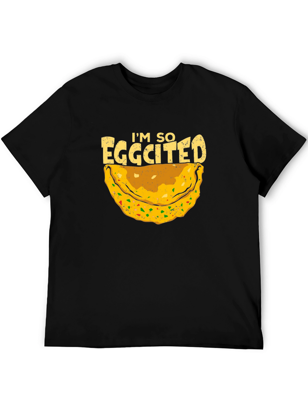 Eggcited Black T-Shirt - Funny Foodie Tee